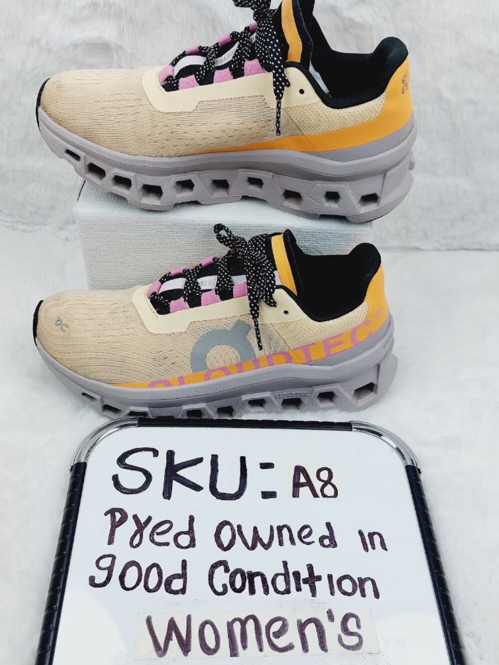 On Run Women's Blonde Fade Cloudmonster Eye Catch Running Shoes Size 6 - Picture 10 of 10